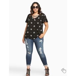 Torrid floral paisley lace up top size 1